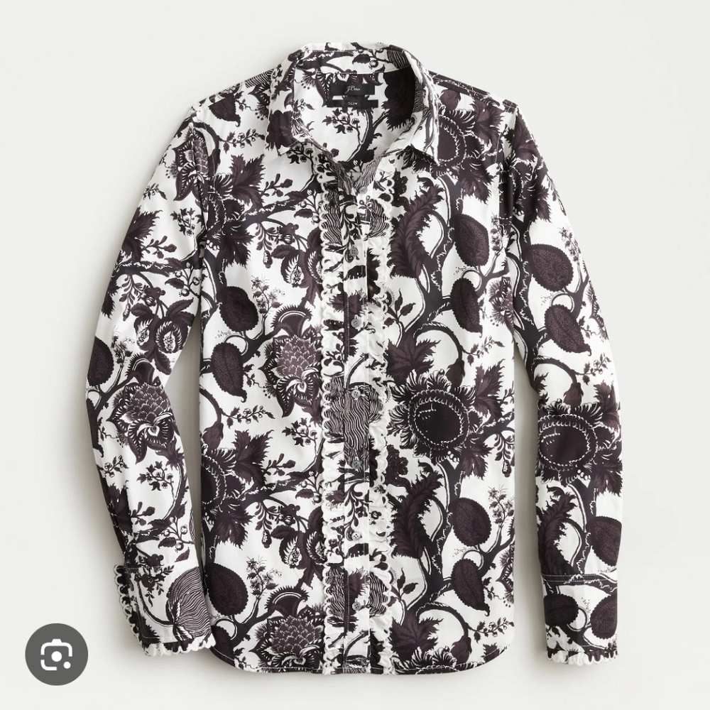 J. Crew Slim Perfect Shirt, Ratti® Sunflower Print, Size 2